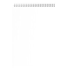 Blank and white notebook with spiral without background. Template for mockup