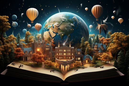 World of Imagination: An Open Book Bursting with Stories and Adventure