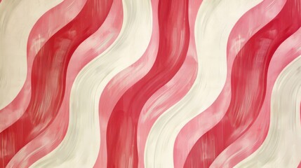 Chic retro pattern wallpaper The combination of pink and white and flowing lines creates a dynamic and eye-catching pattern. which stimulates feelings of nostalgia for the lively beauty of that era. - obrazy, fototapety, plakaty