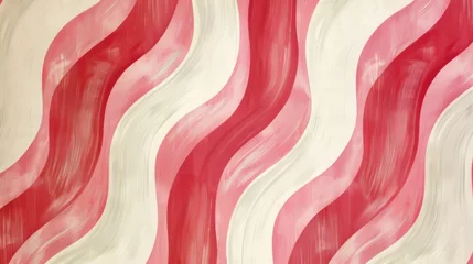 Fotobehang Chic retro pattern wallpaper The combination of pink and white and flowing lines creates a dynamic and eye-catching pattern. which stimulates feelings of nostalgia for the lively beauty of that era. © Saowanee