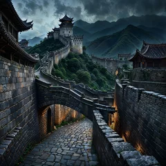 Schapenvacht deken met patroon Chinese Muur great wall