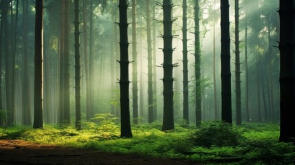 Obraz premium A calming nature in the morning mist