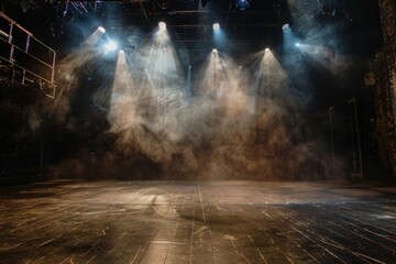 Empty Performance Stage with Atmospheric Lighting - obrazy, fototapety, plakaty