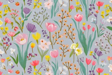 Fototapeta na wymiar Beautiful spring flowers pattern, flowers pattern 