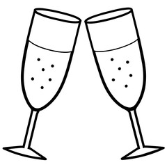 two glass of  champagne vector illustration