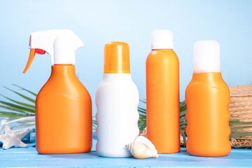 Summer background with sunscreen mockup