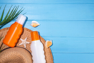 Summer background with sunscreen mockup