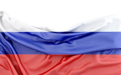 Flag of Russia isolated on white background with copy space above. 3D rendering