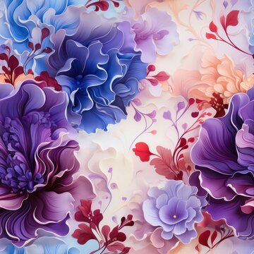 Seamless abstract decorative purple floral pattern background