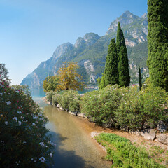 beautiful park landscape Riva del Garda, lake Gardasee, italy