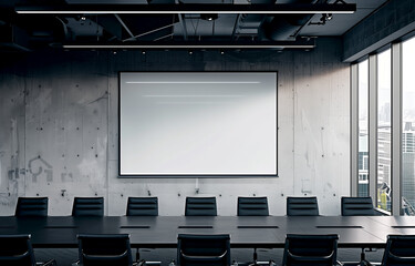 A whiteboard in the conference room is a modern office interior design element in a business center.
- 779754273