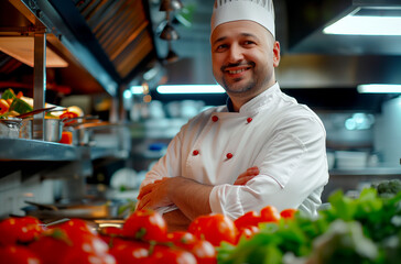 Portrait of a Cheerful Chef in a Restaurant - 779754475