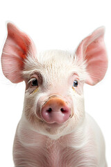 Closeup Cute little pig isolated on a white background