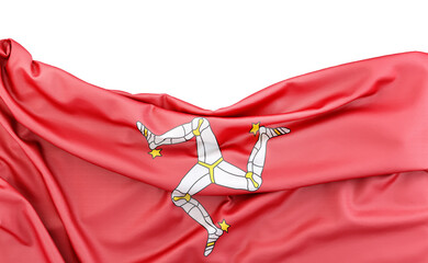 Flag of Isle of Man isolated on white background with copy space above. 3D rendering - 779755668