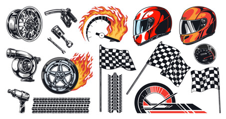 Car competition set stickers colorful