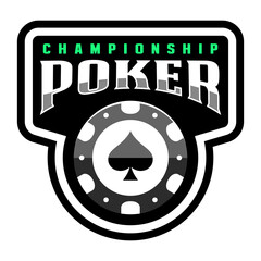 Fototapeta premium Poker chip logo. Spades sign. Gambling emblem. Casino games.