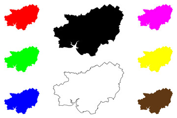 Carmarthenshire (United Kingdom, Wales, Cymru, Principal areas of Wales) map vector illustration, scribble sketch County of Carmarthenshire map.. - obrazy, fototapety, plakaty