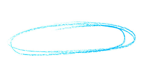 A oval drawn in blue pencil isolated on white background.
