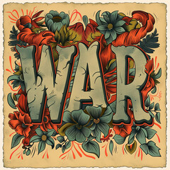 A word, "War," stands out on a plain background. It evokes feelings of conflict, violence, and struggle.