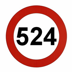 Illustration des Straßenverkehrszeichens "Maximale Geschwindigkeit 524 Kilometer pro Stunde"	