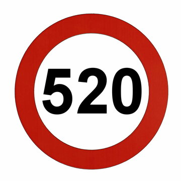 Illustration des Stra&szlig;enverkehrszeichens "Maximale Geschwindigkeit 520 Kilometer pro Stunde"	