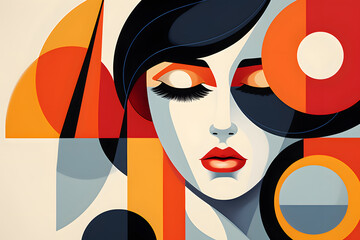 Abstract painting of a woman's face. Creative Art design poster