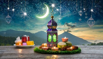 Eid al-Fitr is a special occasion for Muslim and is a time for celebration with family and loved ones - obrazy, fototapety, plakaty