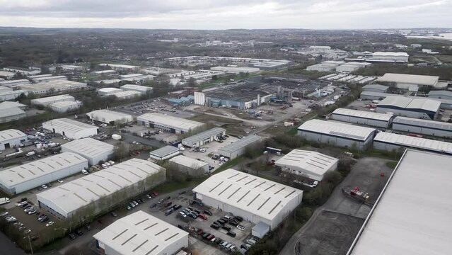 Aerial view of an industrial estate in England