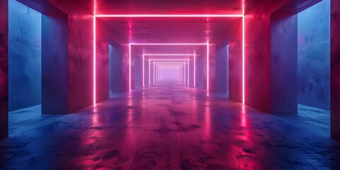 Neon Infused Geometric Passageway A Futuristic
