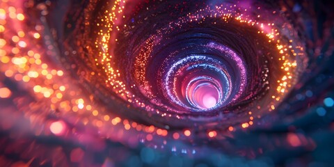 Mesmerizing Neon Vortex A Spiral of Light Pulling Viewers into a Captivating Digital Art Experience