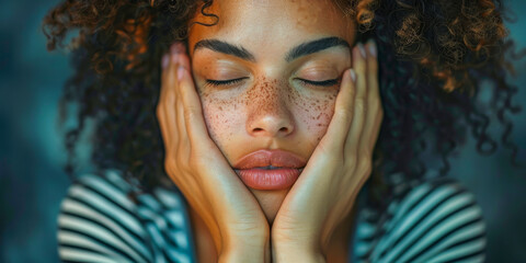 Moment of Repose: Young Woman with Freckles in Contemplation