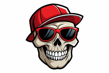 skull-that-smiles--has-sunglasses vector illustration 