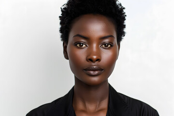Obraz premium Imagine 4dPhoto portrait of a beautiful African woman with short hair, isolated on white background