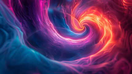 A spiral of colorful smoke with a red and blue swirl - obrazy, fototapety, plakaty
