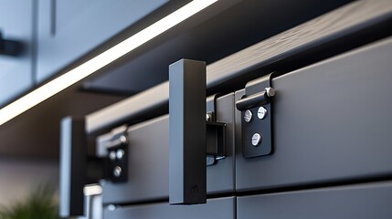 Close-up on innovative flat magnetic cabinet latches, blending security and design with inspired ideas for window and door locks