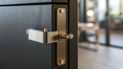 Obraz premium Close-up on innovative flat magnetic cabinet latches, blending security and design with inspired ideas for window and door locks