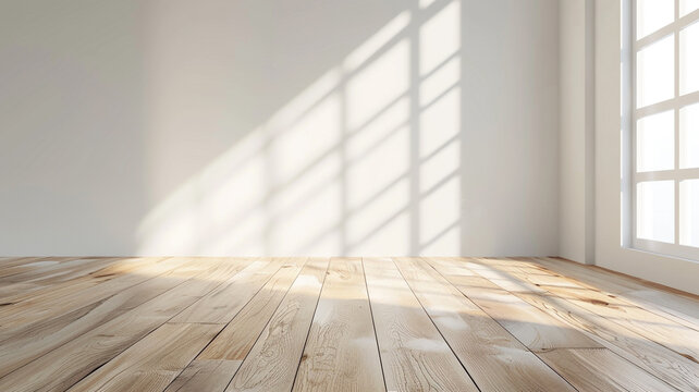 empty room with light wood floor and white wall