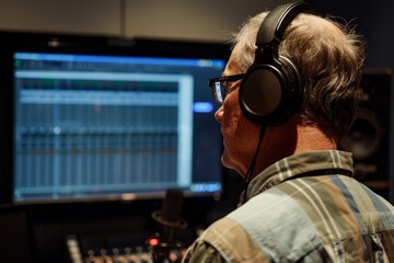 Audio Technician in Studio Controlling Sound Mixing Console