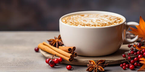 Autumn Spice Latte with Seasonal Accents on a Cozy Background