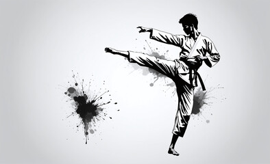 taekwondo fighter art vector, ink art