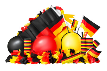 Deutsche Fanartikel und Dekoration mit Flagge schwarz rot gold    Hintergrund transparent PNG cut out - 779763243