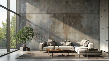 A studio room with a loft cement wall provides a sophisticated backdrop, offering a seamless blend of functionality and style for product displays