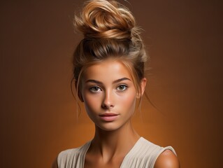 Woman With Messy Bun in Hair