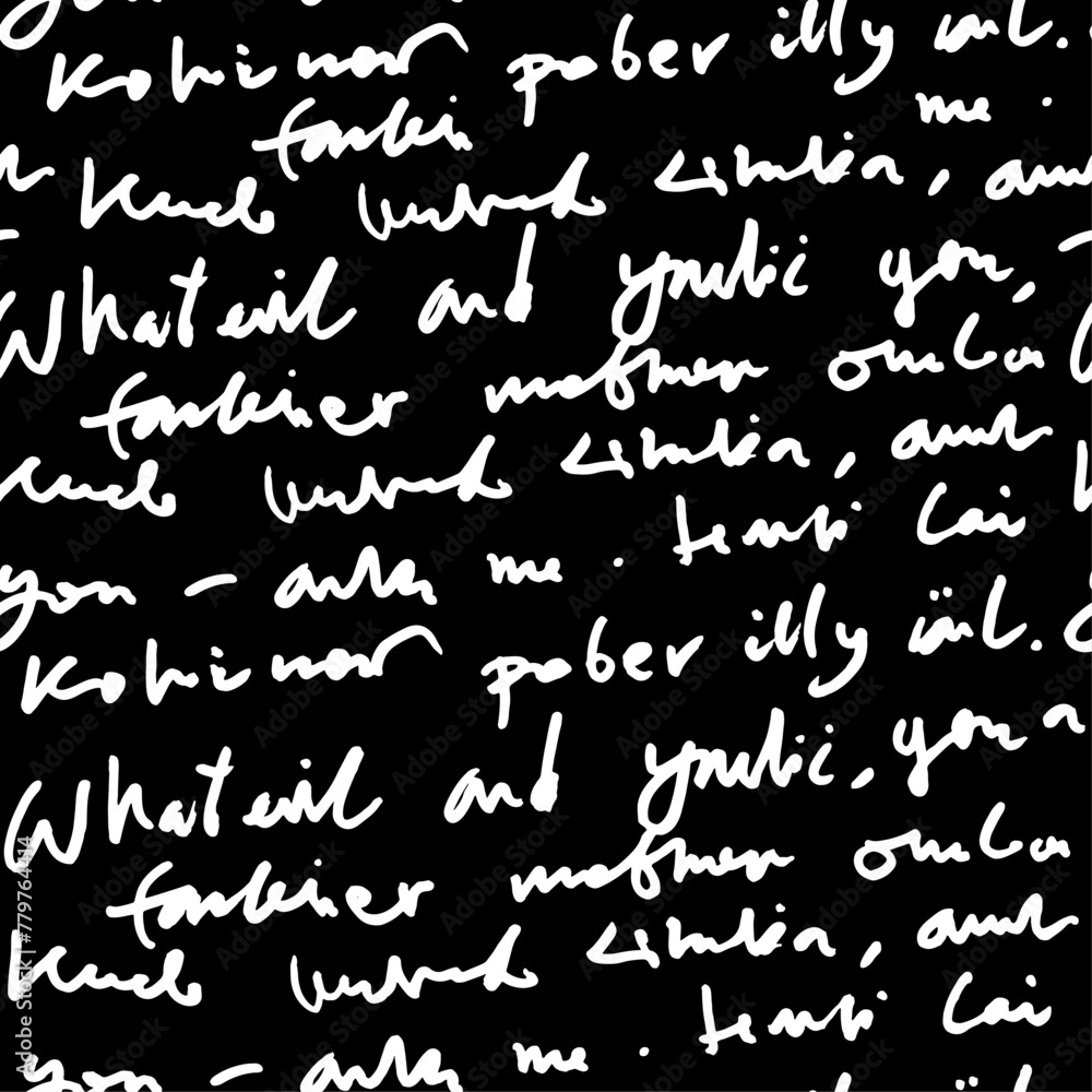 Poster Handwritten abstract text seamless pattern, vector script background
