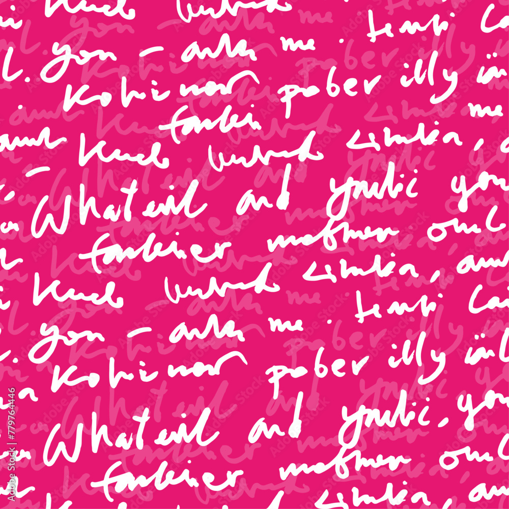 Poster Handwritten abstract text seamless pattern, vector script background