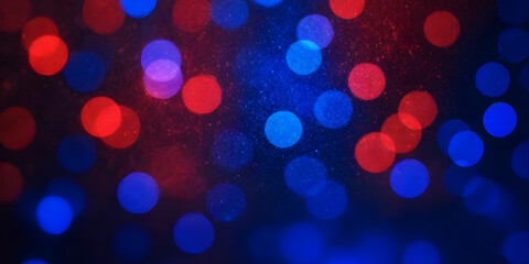 Blurry red, white, and blue lights create a vibrant and dynamic scene