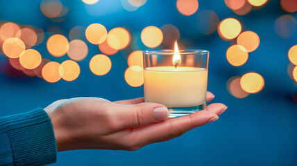 Woman's Hand Holding Burning Candle
