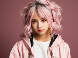 Person With Pink Hair and White Shirt