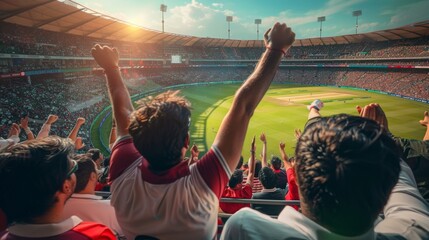 A fan celebrating at a cricket match