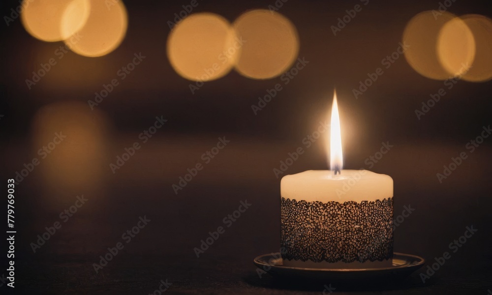 Poster an elegantly presented candle with a lace-patterned border radiates a sophisticated charm against a 